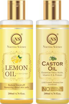 Nuerma Science Lemon Oil and Castor Oil For Anti dandruff Solution and Complete Hair Care Hair Oil