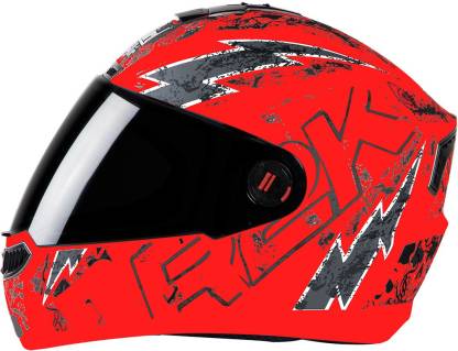 Steelbird SBA-1 R2K Live Full Face Graphic Helmet in Glossy Fluo Red Grey Motorbike Helmet