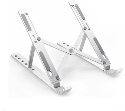LIMBAKSHIT Compatible Aluminum Laptop Riser with Adjustable Height and Width Space SavingErgonomic Over Heating Protection Easy Foldable Portable Stand Premium Laptop Stand High Quality Aluminium Floor and Desk Stand Laptop Stand with Adjustable Height Compatible with Universal Laptops