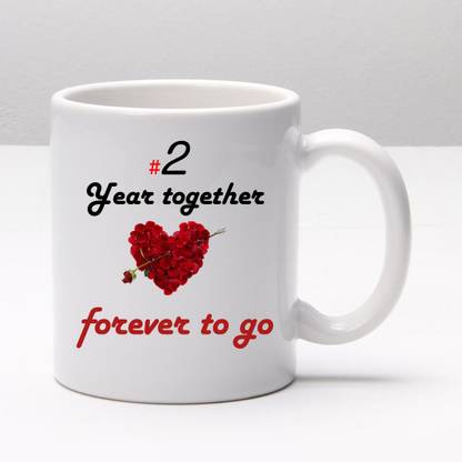 JAIPURART "2 Years Together Forever To Go" "Second Wedding Anniversary Gift For Him And Her" "2nd Year Relationship mug" "2 Year Love Celebration" "Best Anniversary Gift" "2nd Anniversary For Husband & Wife" 2nd Year Complete In A True Relationship" Best Gift For A True Love Ceramic Coffee Mug