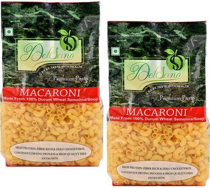 DELSANO DURUM WHEAT SEMOLINA MACARONI(PACK OF 2)(1KG) Elbow Macaroni Pasta