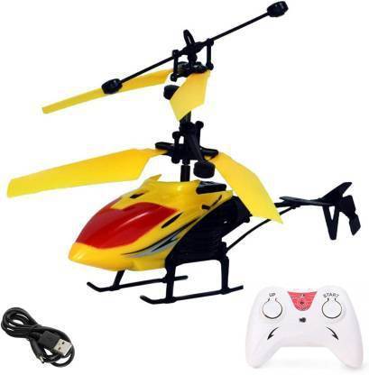 X ZINI Infrared Induction Helicopter Sensor Aircraft USB Charger 2 in 1 Flying Helicopter with Remote Control (Yellow -color may vary)