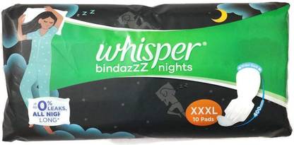 Whisper BINDAZZ NIGHTS XXXL (10 PADS) WIDER BACK (400 mm) Sanitary Pad