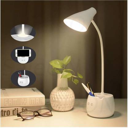JRS TRADERS Touch On/Off Switch LED Desk Lamp (White) Study Lamp