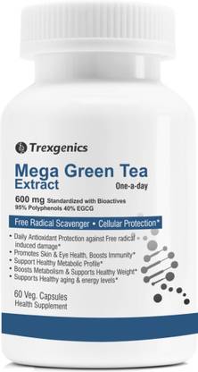 Trexgenics MEGA GREEN TEA 600 mg (Bioactive 95% Polyphenols)One-a-day Antioxidant(60Vcaps)