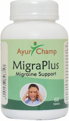 Ayur Champ Migra Plus | Migraine Support | Herbal Supplement | 60 Tablets - Pack Of 4