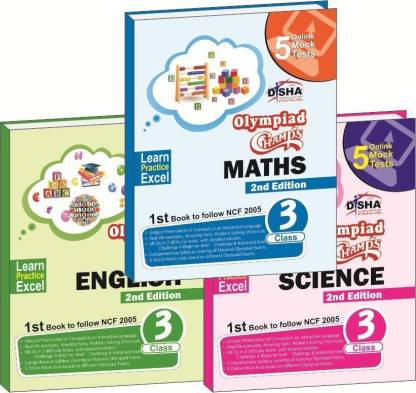 Olympiad Champs Science, Mathematics, English Class 3 with 15 Online Mock Tests (Set of 3 Books)