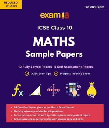 Exam18 ICSE Solved Sample Papers, Maths, Class 10 (Reduced Syllabus) (For 2021 Exam)
