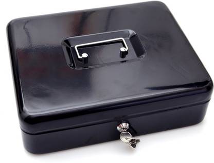 Breewell Latest New Locking Large Cash Box, Black Cash Box