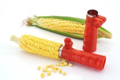 KUBER INDUSTRIES 2 Pieces Plastic Corn Cutter Kernel Stripper Cutter Seeds Remover (Red) Corn Slicer