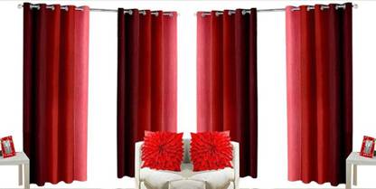 HHH FAB 213 cm (7 ft) Polyester Semi Transparent Door Curtain (Pack Of 4)