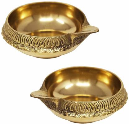 BUY N RELAX Brass Diwali Diya Kuber Diya Pooja Deepak (Set of 2, Diameter 5 Cm) Brass (Pack of 2) Table Diya
