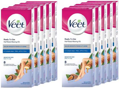 Veet 8 PRE COATED SENSITIVE WAX STRIPS _ 10box ( 8 strips in each box ) Strips