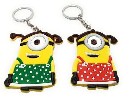 Key Era Female Minion Girl Set of 2 Single Side Rubber Key Chain