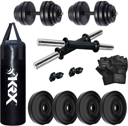 KRX 8 kg PVC-DM-8KG-COMBO 6 (2 kg x 4) with Unfilled Punching Bag, Home Gym Combo
