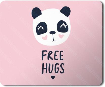 Crazy Corner Free Hugs Printed Panda Mouse pad for Laptop/Pc/Computer/Gaming | Rubber Base Mat Finish (8.5 X 7 inches) - Pack of 1 Printed Mouse Pad Non Slip Base Mousepad