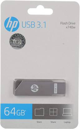 HP USB 3.1 x740w 64 GB Pen Drive Compatible with Laptop, Desktop Computer USB 3.1 Metal Case