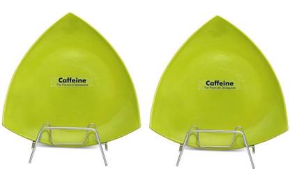 caffeine Ceramic Handmade Green Triangle Plate 9.5 inch Dinner Plate