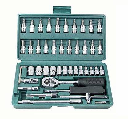 DITCAFOS 46 in 1 Pcs Tool Kit & Screwdriver and Socket Set Multi Purpose Combination Tool Case Precision Socket Set Socket Set