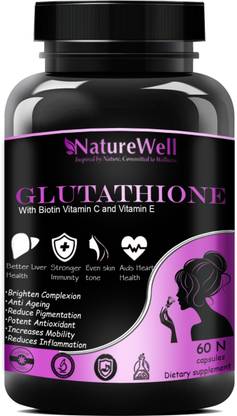 Naturewell Ultra L Glutathione Skin Lightening with Vitamin C & E, Biotin,Grape Seed