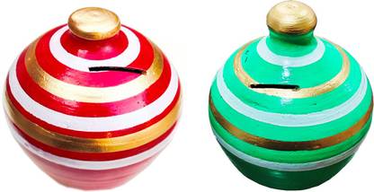 hc the crafts Clay Gullak color red green pack of 2 Coin Bank