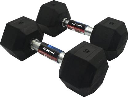 Gowin Dumbbells Set , Hex Dumbbells , Hex Dumbbell 1 Pair of 10KG Fixed Weight Dumbbell