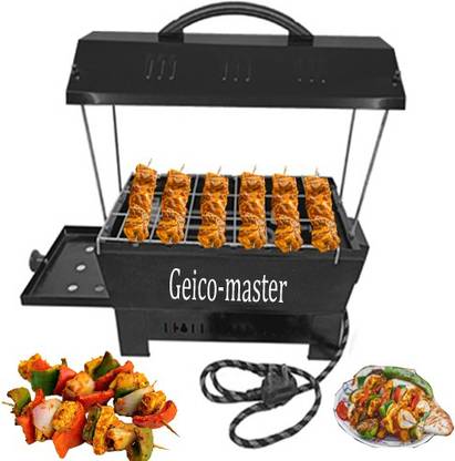 Geico master 2-in-1 Multi Purpose Electric & Charcoal Brbeque Grill & Tandoor with 6 Skewers Wooden Handle Electric Grill Electric Tandoor