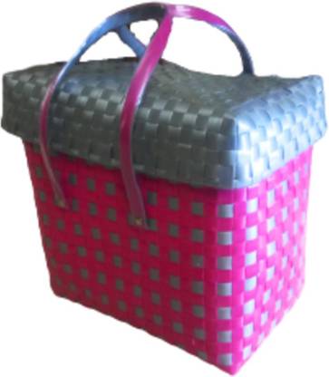 Perfect Choice Multipurpose Utility Stylish Washable LARGE Size Plastic Wire Strip Basket (Bag) with Top Cover Grocery Bag