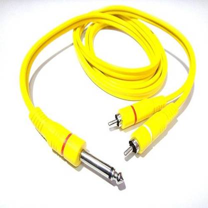 techut  TV-out Cable 6.35mm Mono Male to 2 RCA Male Stereo Audio Y Splitter Cable 1.86 Meter