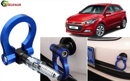 Selifaur TW86 - Full Aluminum Racing Blue Color Tow Towing Folding Hook Vehicle Trailer Ring Front and Rear Mount Towing Hook