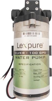 lexcru Pokar RO Lexpure Silver Booster RO Pump-100 GPD 24v DC, Working in 24v & 36v DC Power Supply + 2pcs Connector , Suitable for all Brand RO Water Purifier Diaphragm Water Pump