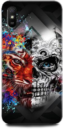 WallCraft Back Cover for Redmi 9i LION, SKULL, ABSTRACT, TEXTURE, BLACK, ART