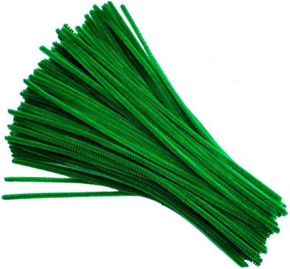 PRANSUNITA Pipe Cleaners 25 Pcs ,Chenille Stems for DIY Crafts Decorations Creative School Projects (6 mm x 12 Inch) , Color Green