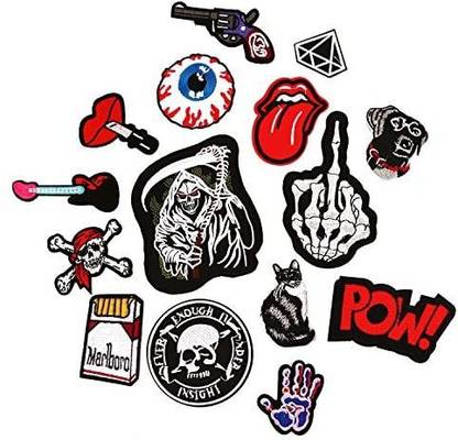 MumCraft Iron on Patches 15 Pieces Cool Patches Fabric Embroide Patches Motif Applique KitPerfect Ironed on JacketsCloth