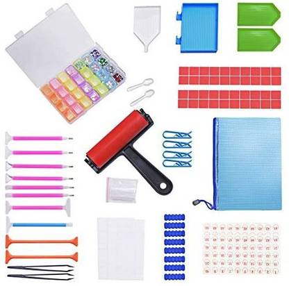 Shenzhen City INTLMATE 99 PCS 5D Diamond Painting Tools and Accessories Kits,Storage Box Cross Sticky Clay Roller for Valentine Day Cr