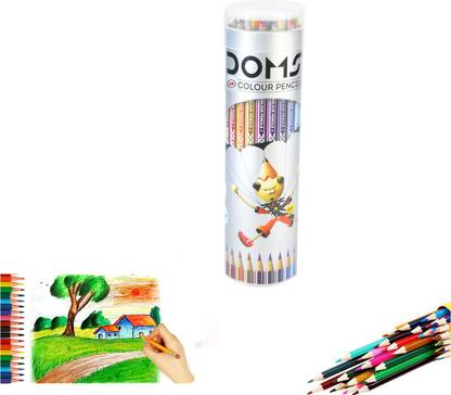 DOMS DOMS Round Tin Colors Hexagonal Shaped Color Pencils