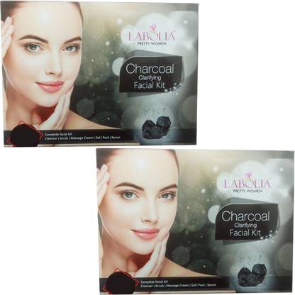 LABOLIA 2 PRETTY WOMEN CHARCOAL CLARIFYING FACIAL KIT (63 GM + 10 ML)