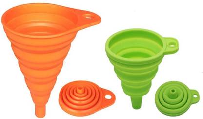 CRAZYGOL Silicone Funnel For Kitchen Retractable Silicone Oil Liquid Funnel Transfer Hopper (2 Pcs) Silicone Funnel