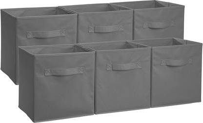 SH NASIMA MANUFACTURER 12345 SH IMA Collapsible Fabric Storage Cubes Organizer with Handles, Gray - Pack of 6 3333