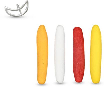 Rudra Centre 4 pcs of Tilak sticks with Silver Tilak stamp - Moon design (Silver - 0.60 gms)