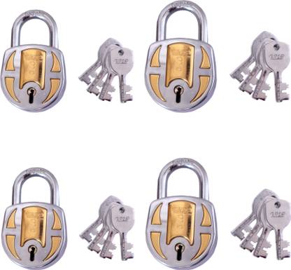 Grep 62MM 8 Lever Double Locking Technology Push Lock Pack of 4 Padlock