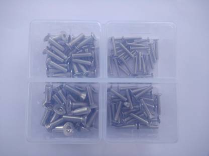 GSK Cut Bolt SS 202 Allen CSK Screws 100 pcs, M3/M4/ M5/M6 X 20mm Length Bolt Set Kit