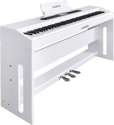 KADENCE DP02W Digital Piano, Heavy Weighted 88 Keys with Indian Tone, w/Music Stand, Power Adapter, Triple Pedals, Instruction Book, 2 Headphone White Digital Piano DP02W-WD Digital Digital Piano
