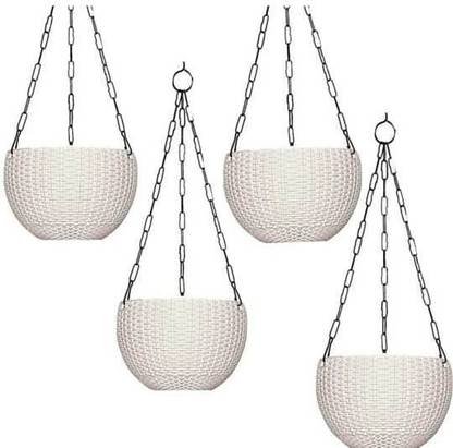 FAGUN Classic White Hanging Pots Plant Container Set