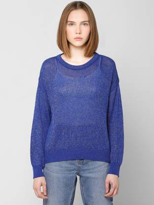 ONLY Round Neck Self Design Women Pullover