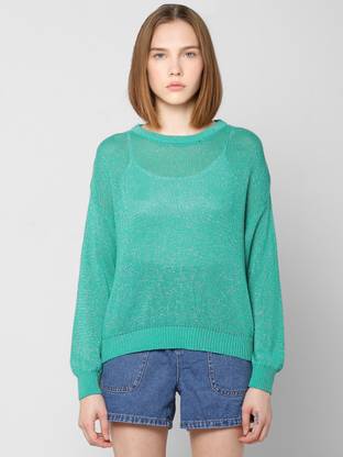 ONLY Round Neck Self Design Women Pullover