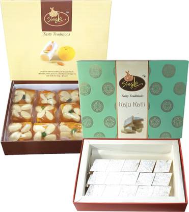 Singla Karachi Halwa 400g Kaju Katli 400g Combo ( Pack of 2 * 400g, 800g) Box