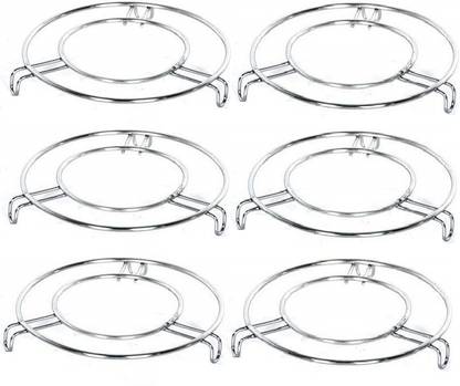 SHIYON Hot Pot Stand Pot Holder / Utensils Holder Stand (Set of 6) Chrome Finish Trivet
