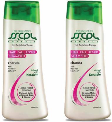 sscpl HERBALS Charuta Hair Fall Repair Paraben Free pH Balanced Shampoo with Goodness of Keratin, Bhringraj, Methi, Jatamansi, Sage & Ginseng for Deep Nourishment and Growth - (200ml x 2Pcs)