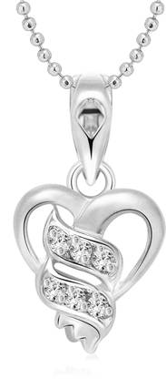 VIGHNAHARTA White Radiant Heart Rhodium Cubic Zirconia Alloy Pendant